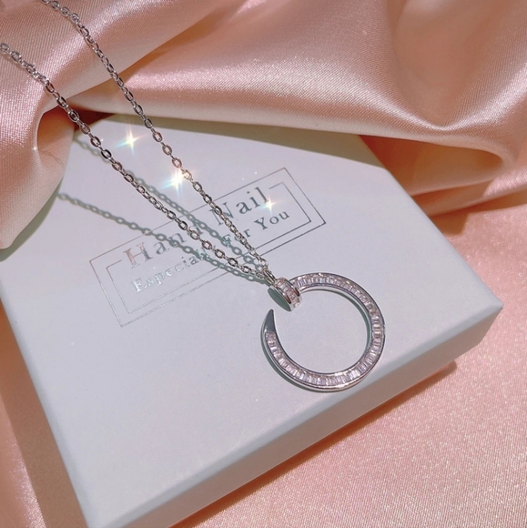 Sterling silver diamond necklace & earrings set - Picture 6 of 9